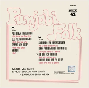 Sanmukh Singh Azad - Punjabi Folk -  2643 7087 - (Condition - 70-75%) - Cover Reprinted -   LP  Record