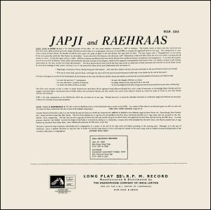 Tarlochan Singh Ragi – Japji & Raehraas - ECLP 2355