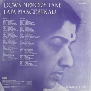 Lata Mangeshkar - Down Memory Lane - ECLP 5758 - (Condition 90-95%) - Cover Reprinted - LP Record