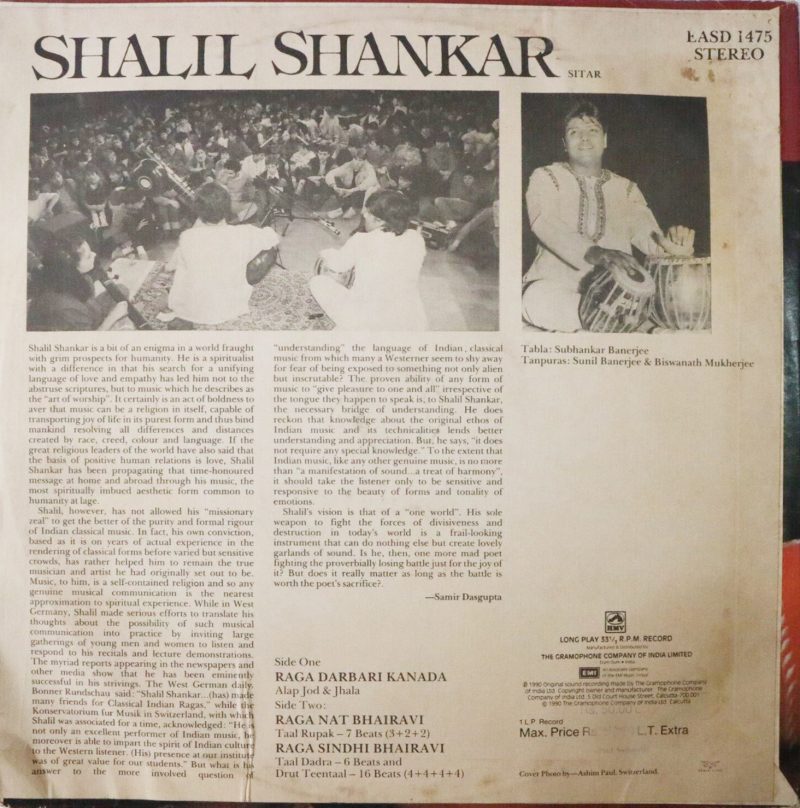 Shalil Shankar - Sitar - EASD 1475