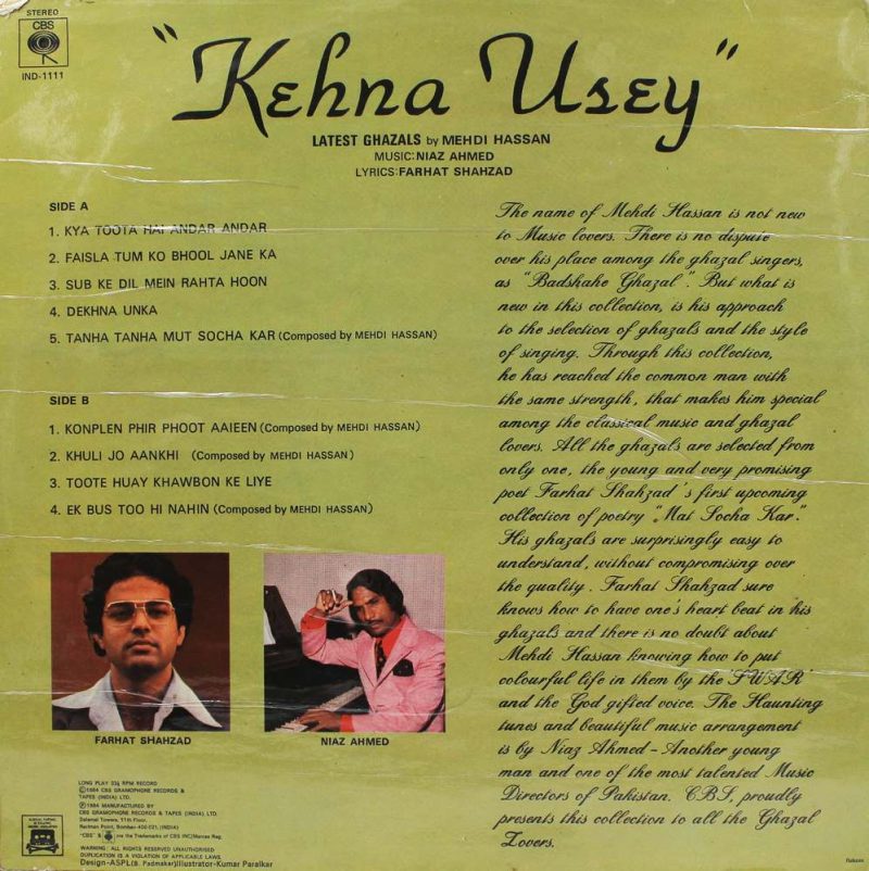 Mehdi Hassan – Kehna Usey - Latest Ghazals - IND 1111
