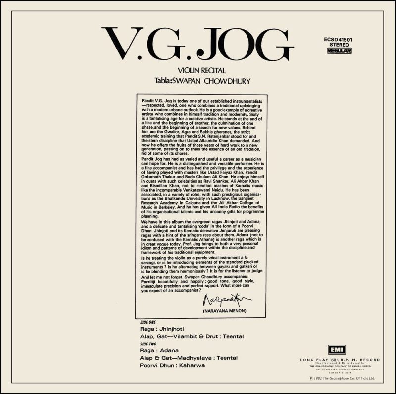 V.G. Jog- Violin Recital - ECSD 41501