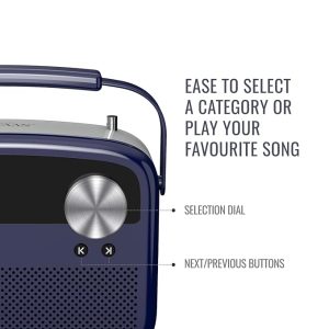 Saregama Carvaan Lite Hindi - Portable Music Player with 3000 Pre-Loaded Evergreen Songs, FM/BT/AUX (Royal Blue)