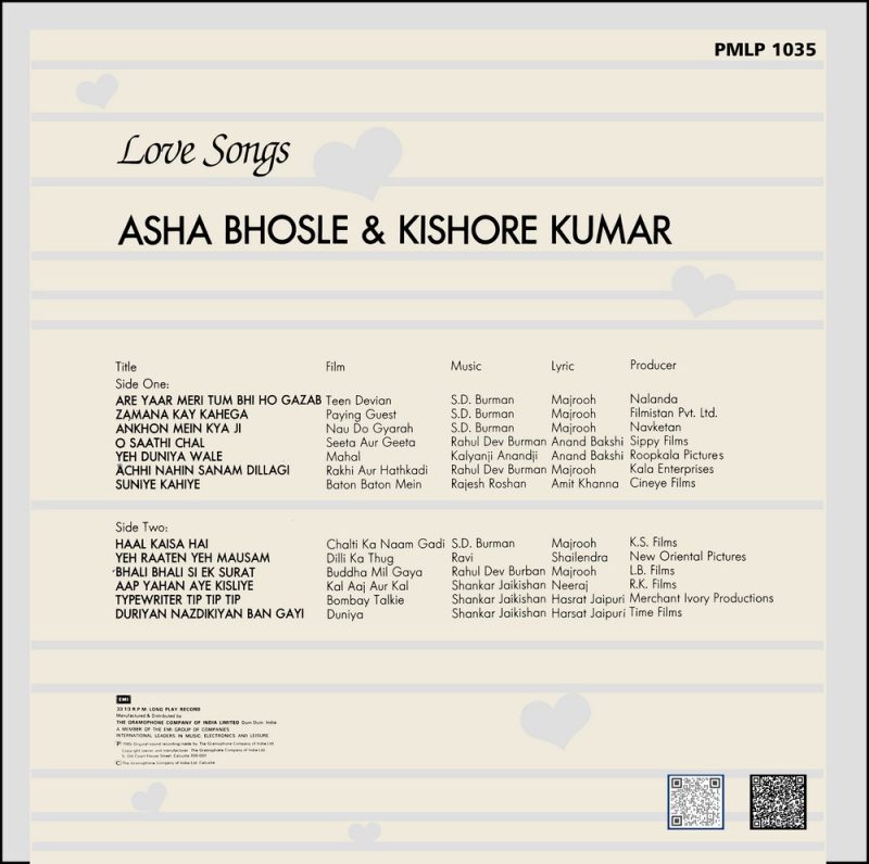 Asha Bhosle & Kishore Kumar – Love Songs - PMLP 1035