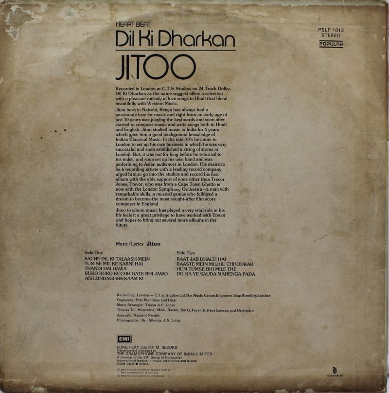 Jitoo – Dil Ki Dharkan - PSLP 1012
