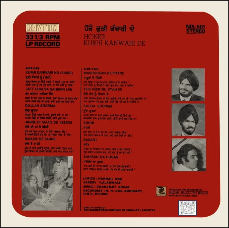 Neki And Katil - Honke Kurhi Kawari De - S/NIX - 501 - (Condition - 80-85% - Cover Reprinted - Punjabi Folk LP Vinyl Record