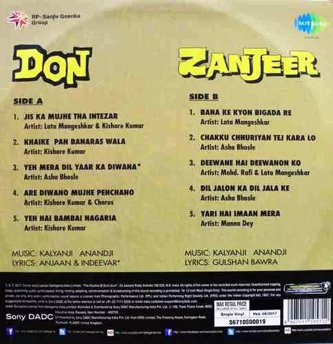 Don & Zanjeer - S6710S00019 - New Release Hindi LP Vinyl Record Don & Zanjeer - S6710S00019 - New Release Hindi LP Vinyl Record