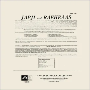 Tarlochan Singh Ragi – Japji & Raehraas - ECLP 2355 - (Condition 75-80%) - Cover Reprinted - Punjabi Devotional LP Vinyl Record