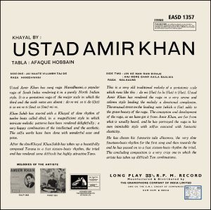 Amir Khan, Afaque Hossain – Raga - Hansdhwani - Raga – Malkauns – EASD 1357 – CR - Indian Classical