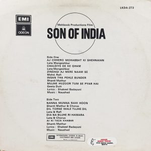 Son Of India - LKDA 273 – (Condition 90-95%) - Bollywood Rare LP Vinyl Record