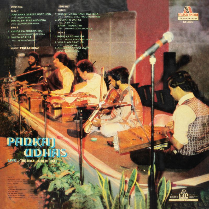 Pankaj Udhas – Live At The Royal Albert Hall - 2675 527 - (Condition 85-90) - Cover Reprinted - Ghazals Vinyl Record 2LP Set