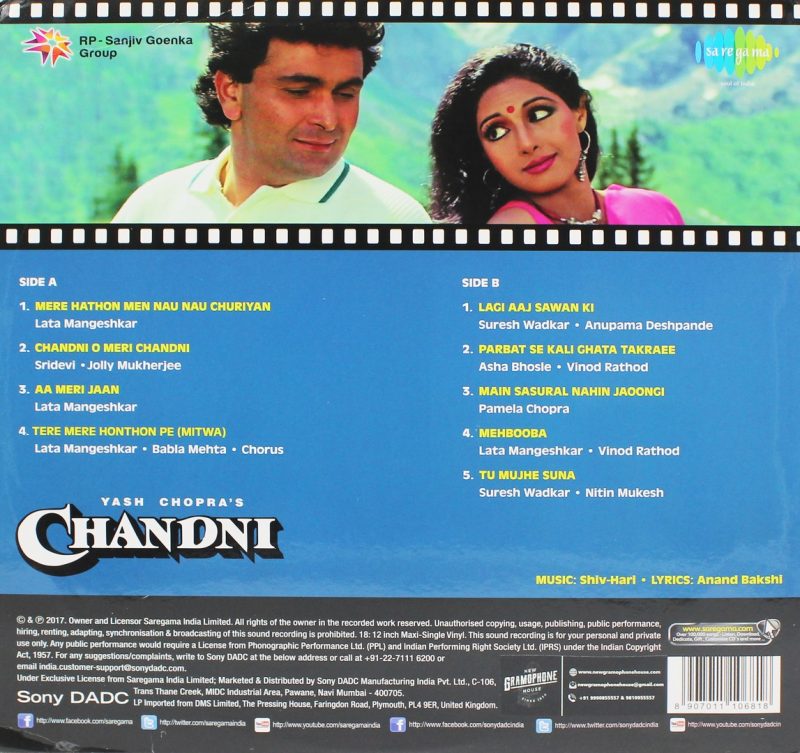 Chandni – 8907011106818 - New Release Hindi LP Vinyl Record