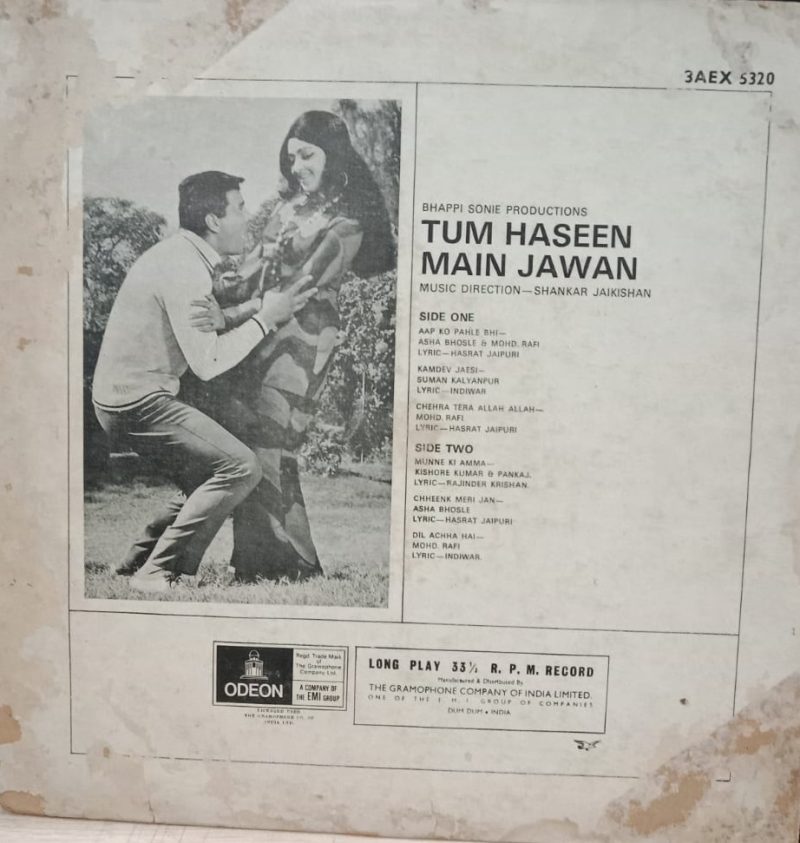 Tum Haseen Main Jawan - 3AEX 5320 - (Condition 90-95%) - Odeon First Pressing - LP Record