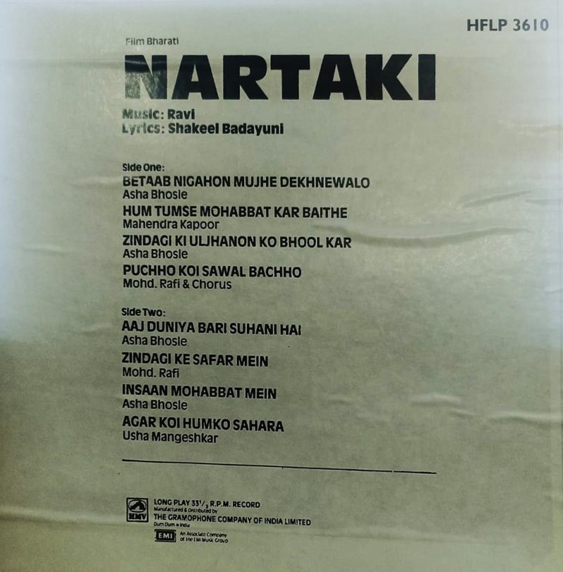 Nartaki - HFLP 3610 – (Condition 90-95) - Cover Reprinted - Bollywood Rare LP Vinyl Record