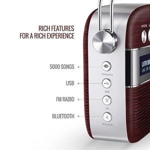 Saregama Carvaan Hindi - Portable Music Player with 5000 Preloaded Songs, FM/BT/AUX (Cherrywood Red)