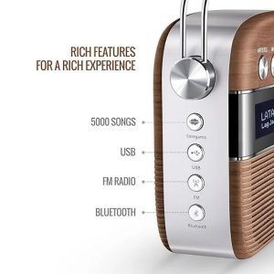 Saregama Carvaan Hindi - Portable Music Player with 5000 Preloaded Songs, FM/BT/AUX, Up to 5 hrs playtime (Oakwood Brown)