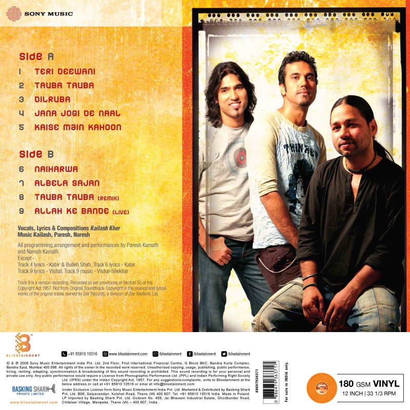 Kailash Kher - Kailasa - 886979363717 - Cover Book Fold - Record Colour - Orange - New Release Hindi LP Vinyl Record