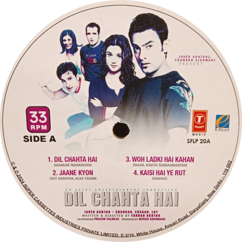 Dil Chahta Hai – SFLP 20A – Cover Book Fold - New Release Hindi LP Vinyl Record