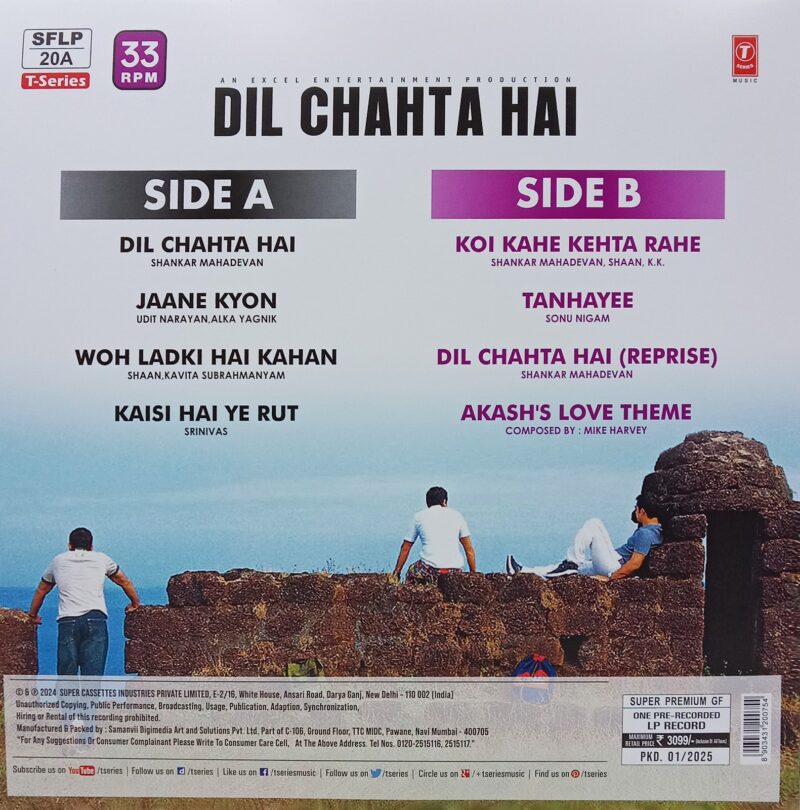 Dil Chahta Hai – SFLP 20A – CBF - New Release Hindi LP Vinyl