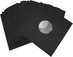 25 Vinyl Record Inner Sleeves for 12 Inch LP | Black Kraft Paper Sleeves for 33 RPM