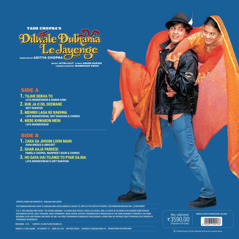 Dilwale Dulhania Le Jayenge - 8902057490136 - New Released Hindi LP Vinyl Record  