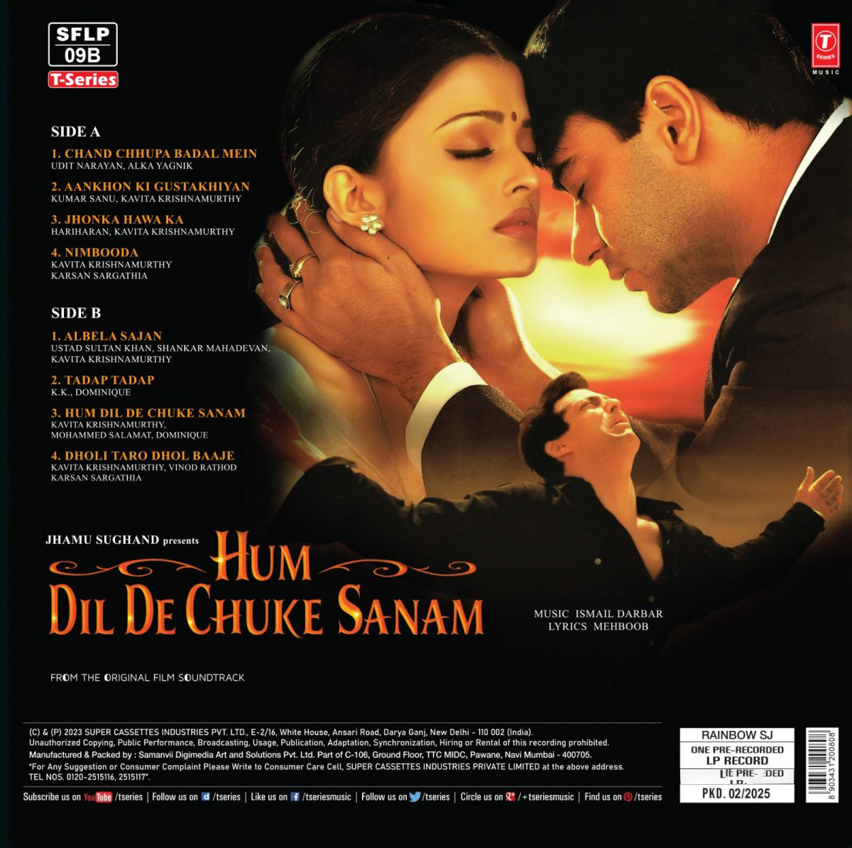 Hum Dil De Chuke Sanam - SFLP 09B - Record Colour - Blue - New Release Hindi LP Vinyl Hum Dil De Chuke Sanam - SFLP 09B - Record Colour - Blue - New Release Hindi LP Vinyl
