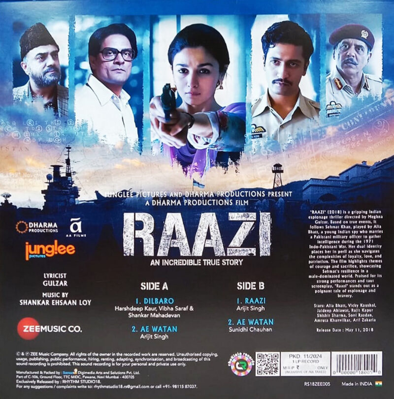 Raazi - RS18ZEE005 - Cover Book Fold - LP Record