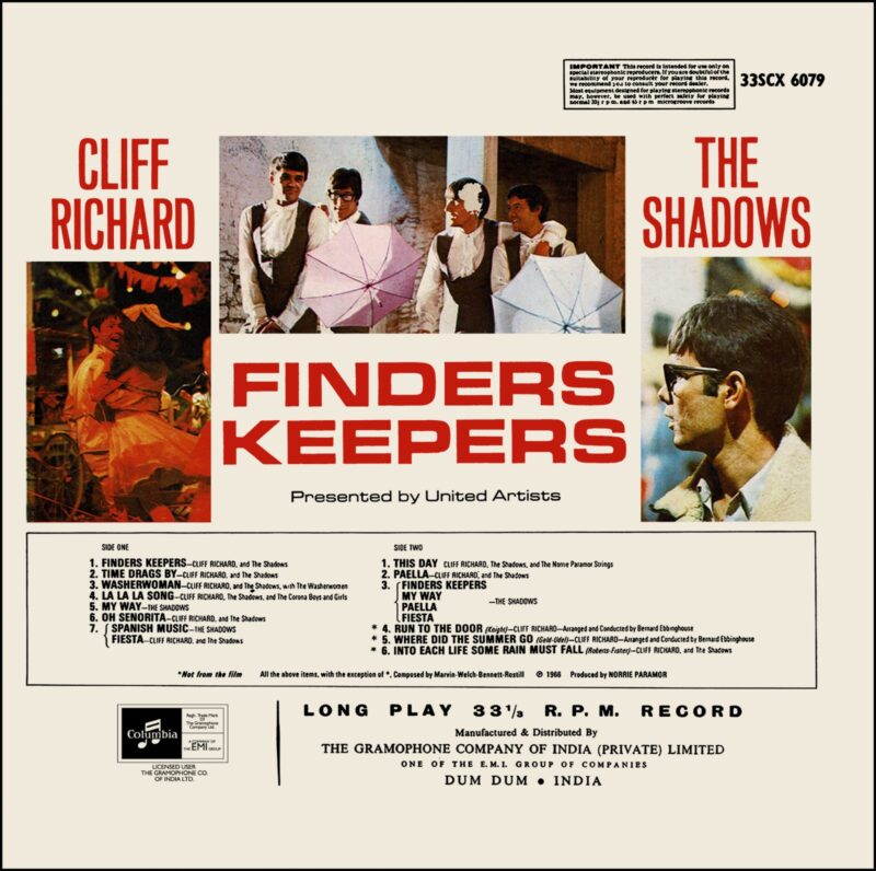 Cliff Richard And The Shadows - Finders Keepers - 33SCX 6079 - CBL - CR - (85-90%) - English Song LP Vinyl Record