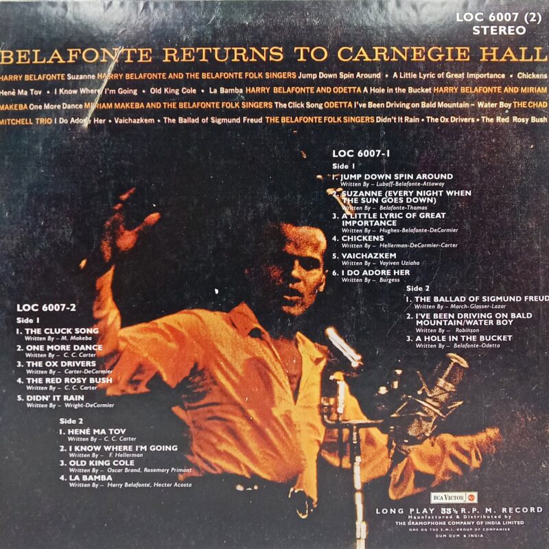 Harry Belafonte Returns To Carnegie Hall - LOC 6007 - (90-95%) - CR - English LP Vinyl - 2LP Set