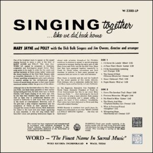Mary Jayne And Polly - Singing Together Like We Did Back Home - W 3300 LP - (70-75%) - CR - English Song LP Vinyl Record