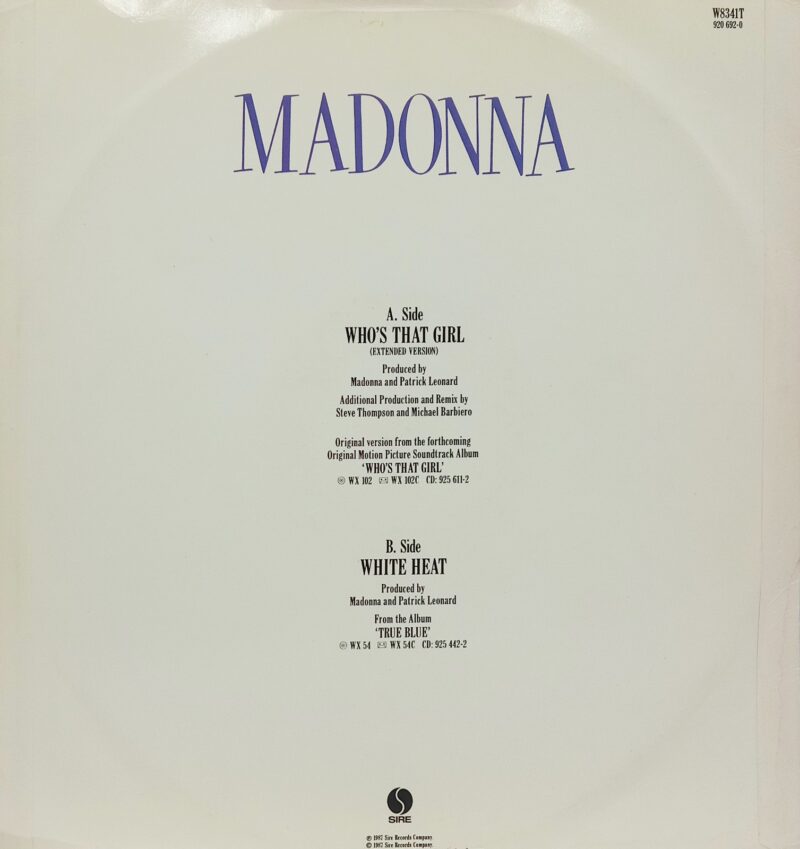 Madonna - Who’s That Girl - W8341T - (90-95%) - English Songs LP Vinyl Record