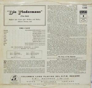 Johann Strauss - Die Fledermaus - 33CX 1309 - (90-95%) - English Songs LP Vinyl Record 