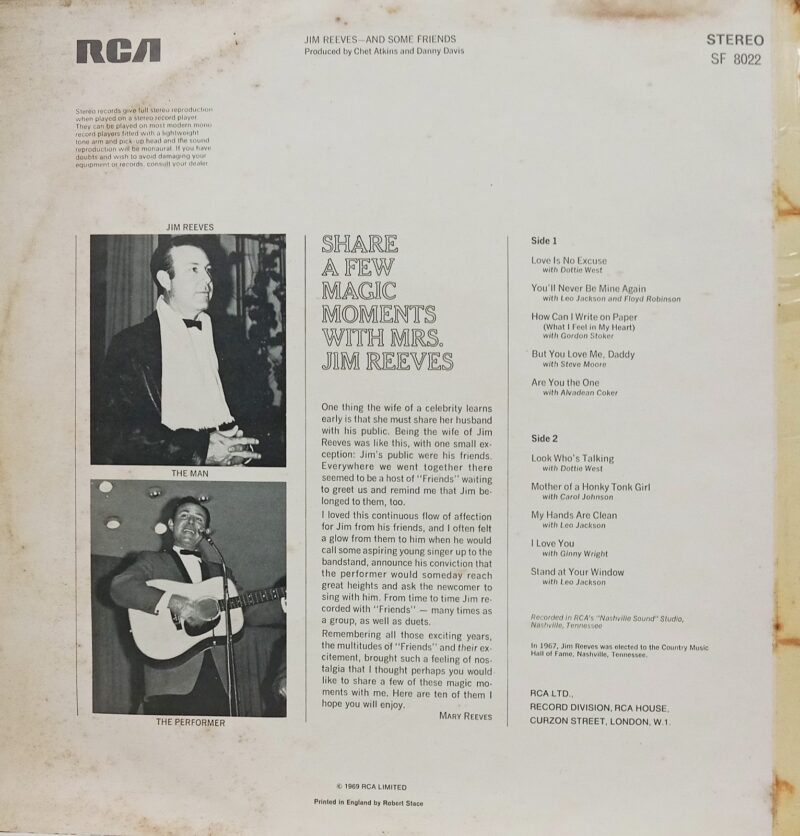Jim Reeves & Some Friends - SF 8022 - (85-90%) - English Song Vinyl LP Record