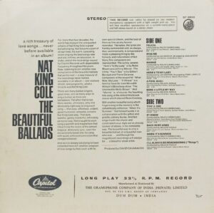 Nat King Cole - The Beautiful Ballads - ST 2820 - (85-90%) - English Song vinyl LP Record