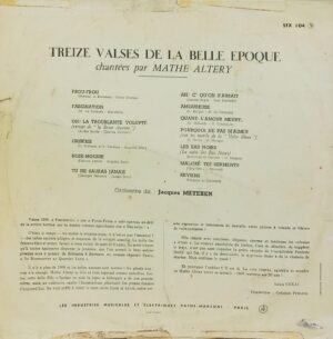Mathé Altéry - 13 Values De La Belle Epoque - STX 104 - (75-80%) - English LP Vinyl