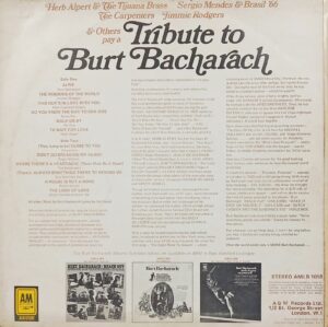 Tribute to Burt Bacharach - AMLB 1018 - (85-90%) - English Classical LP Vinyl
