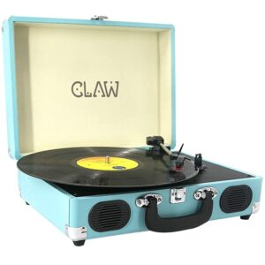 Claw Stag Portable Vinyl Record Player Turntable (Blue)
