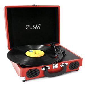 Claw Stag Portable Vinyl Record Player Turntable (Red)