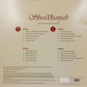 Shraddhanjali - My Tribute to the Immortals - RC0012 - New Hindi Release LP Vinyl - 2LP Set