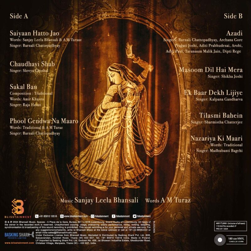 Heeramandi - The Diamond Bazaar - BLISS2406 - New Release Hindi LP Vinyl