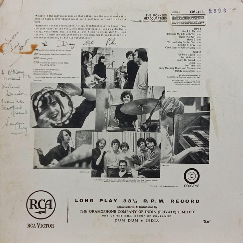 The Monkees - Headquarters - COS 103 - (80-85%) - English LP Vinyl