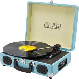 Claw Stag Portable Vinyl Record Player Turntable (Blue)