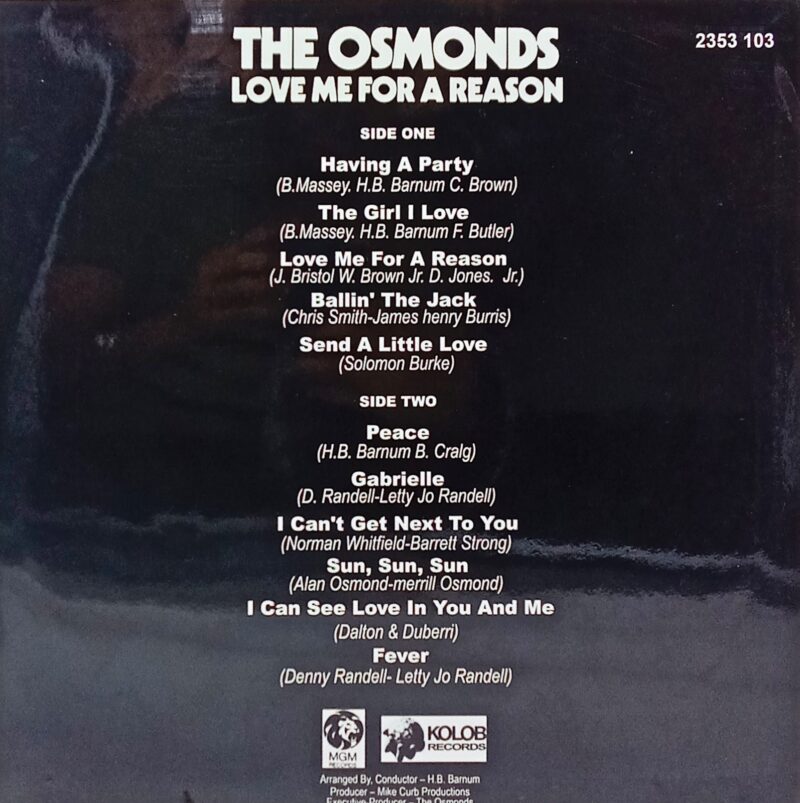 The Osmonds - Love Me For A Reason - 2353 103 - (90-95%) - CCP - English LP Vinyl