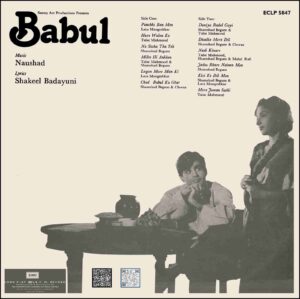 Babul - ECLP 5847 - (90-95%) - CR - Bollywood LP Vinyl Record