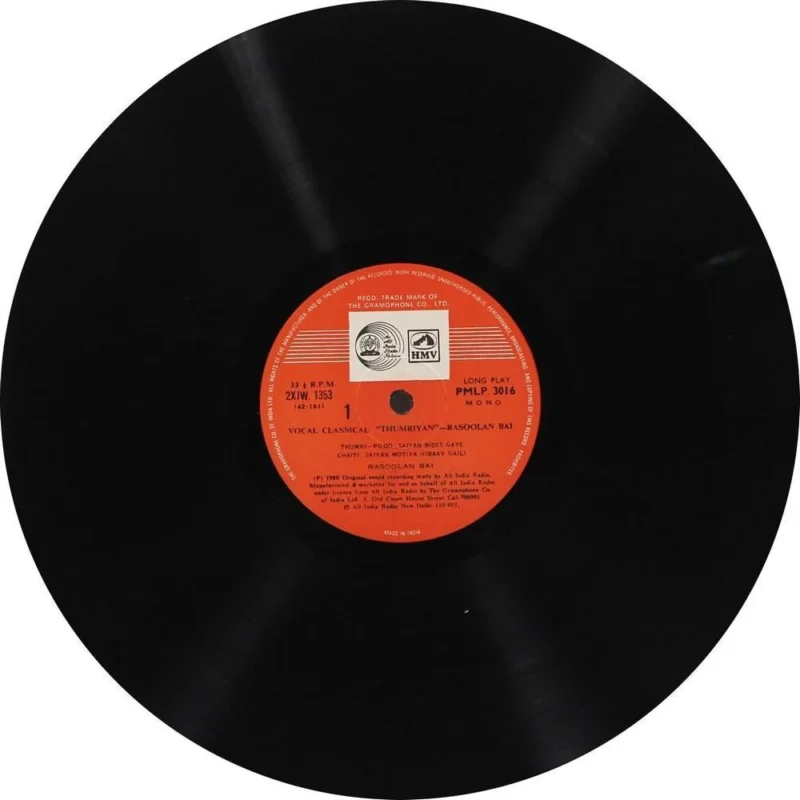Rasoolan Bai - Thumriyan - PMLP 3016 - (90-95%) - CR - Indian Classical Vocal LP Vinyl