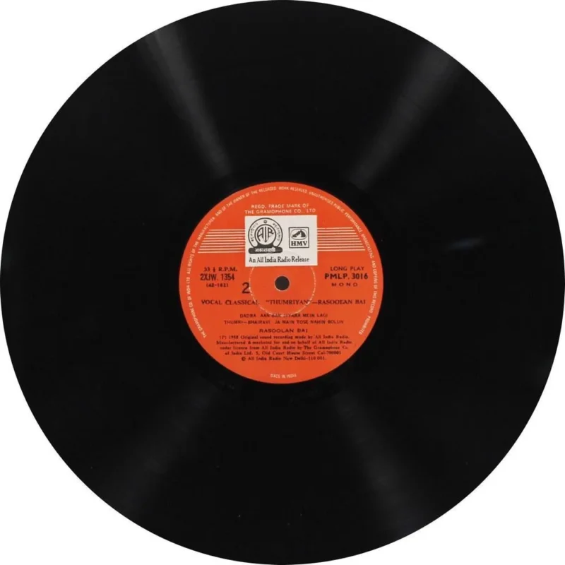 Rasoolan Bai - Thumriyan - PMLP 3016 - (90-95%) - CR - Indian Classical Vocal LP Vinyl