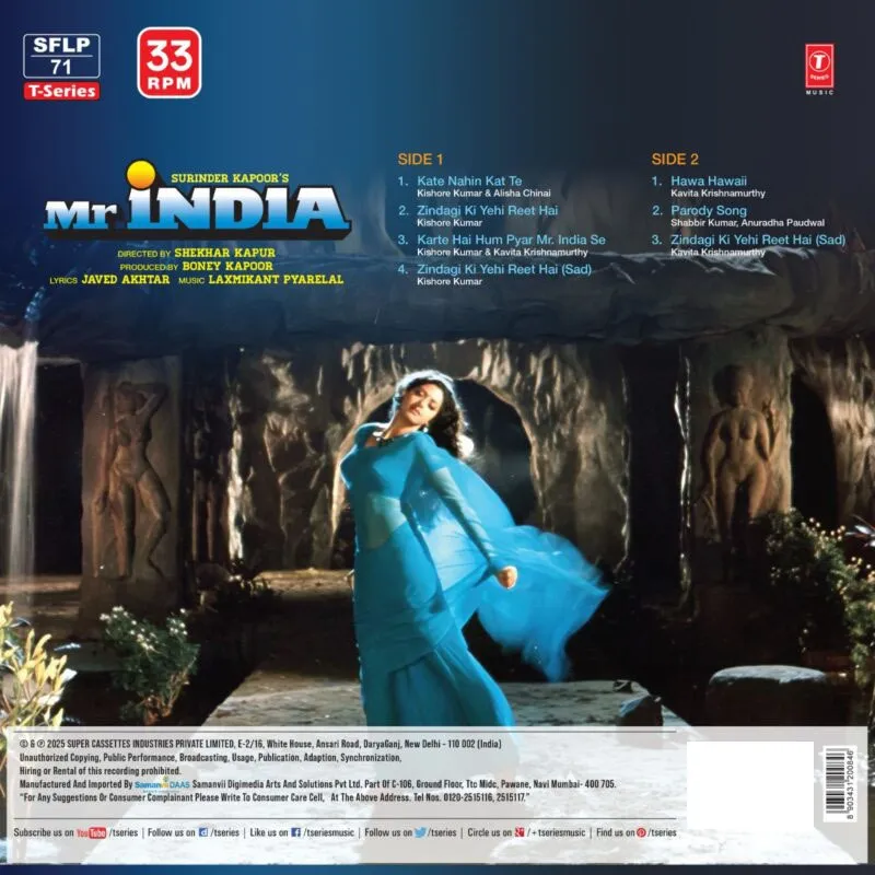 Mr India - SFLP 71 - CBF - New Release Hindi LP Vinyl Mr India - SFLP 71 - CBF - New Release Hindi LP Vinyl