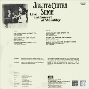 Jagjit Singh & Chitra Singh - Live In Concert At Wembley - ECSD 2889 - (90-95%) - CR - Ghazals LP Vinyl