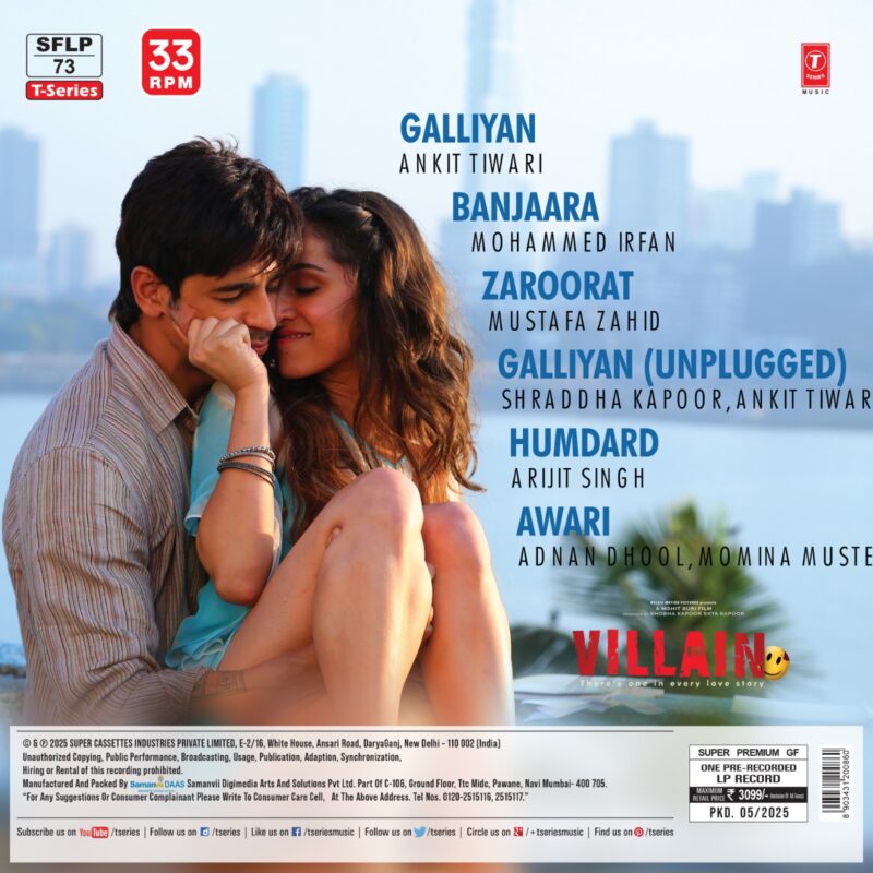 Ek Villain - SFLP 73 - CBF - New Release Hindi LP Vinyl
