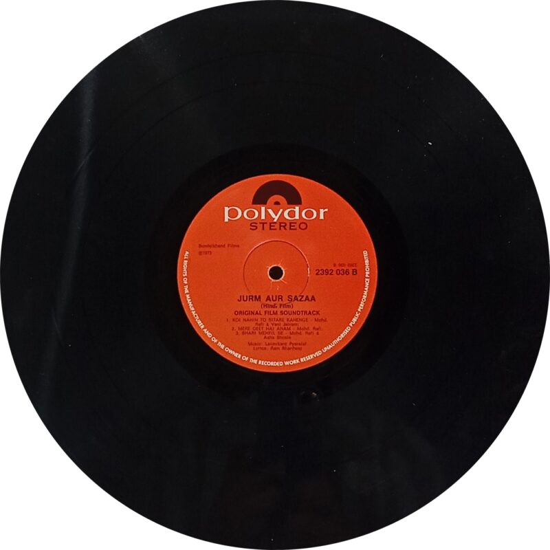 Jurm Aur Sazaa - 2392 036 - (90-95%) - Bollywood Rare LP Vinyl